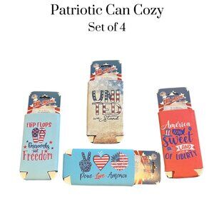 NWT Patriotic drink cozy set of 4 summer, 4th of July, BBQ, Party, Beach, Pool